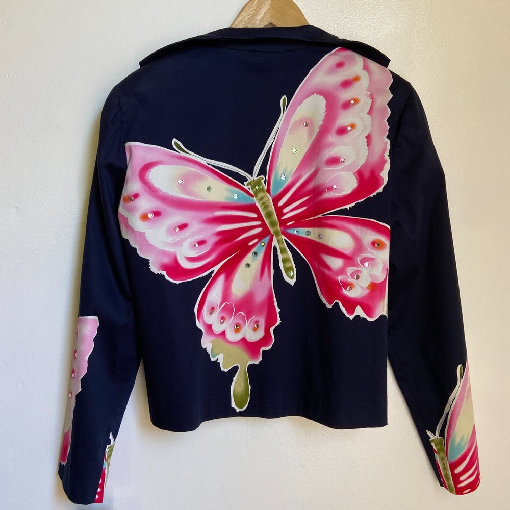 Navy Blue Butterfly Blazer